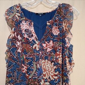 Madewell Lily Ruffle Dress in Sea Floral Multi Chrysanthemum M G6471